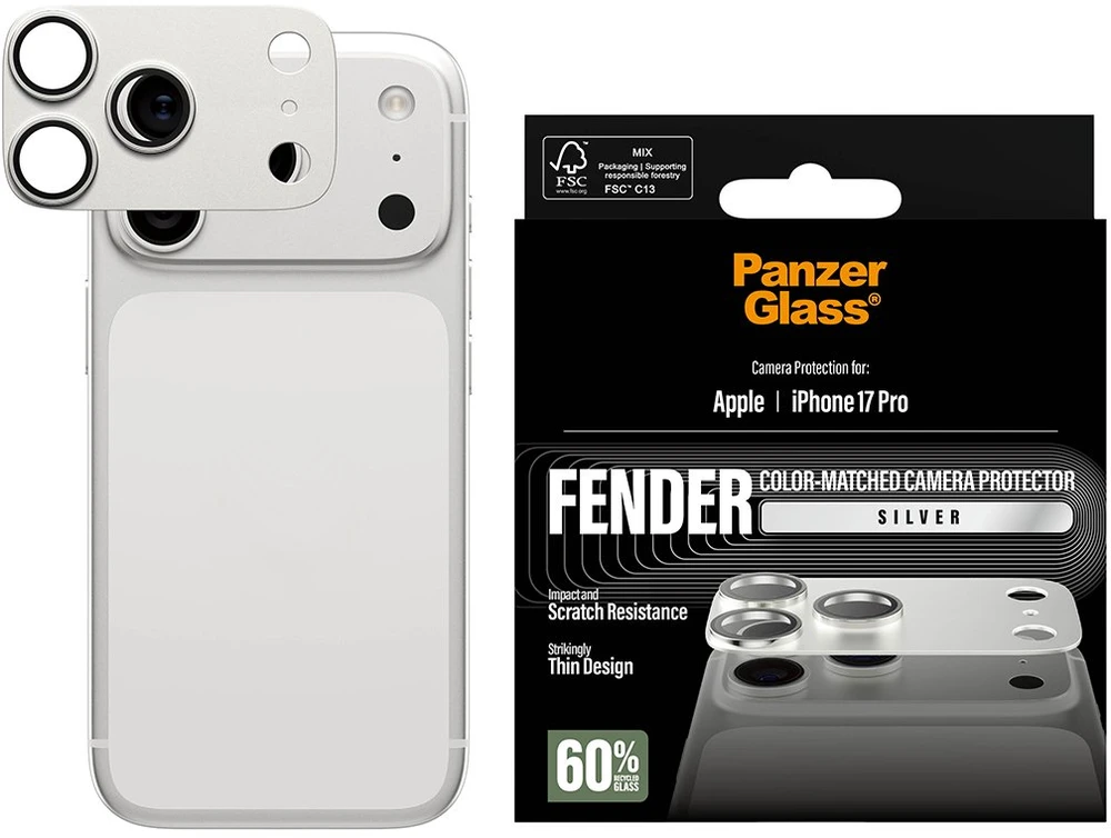 Panzer Glass Grūdintas stiklas na objektyvas PanzerGlassFender Camera Protector do iPhone 17 Pro sidabrinė