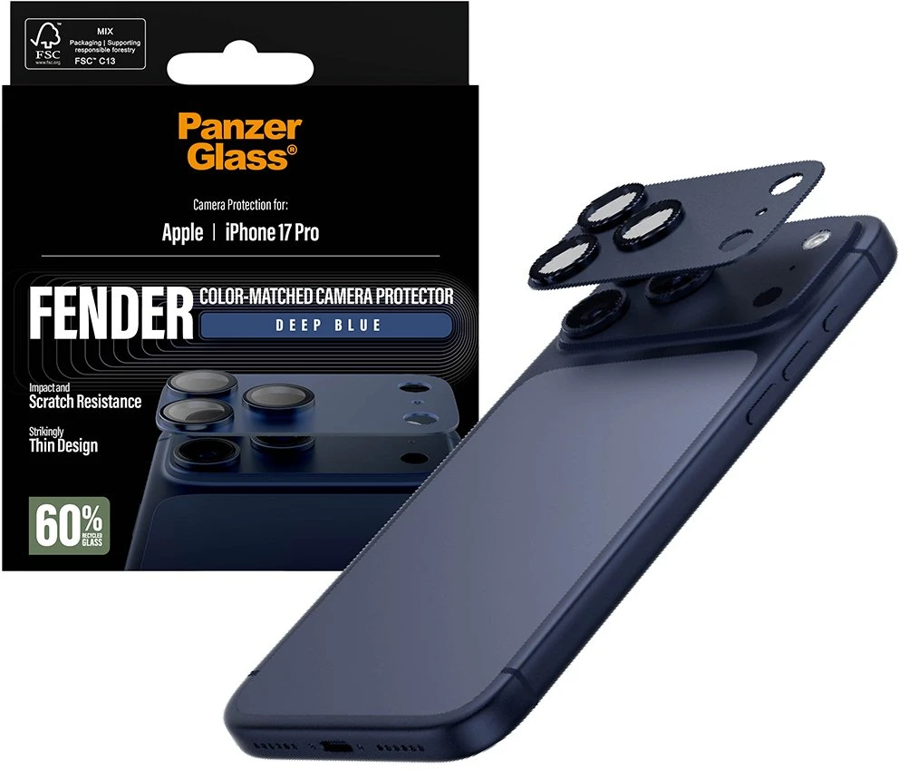 „Panzer Glass PanzerGlass Fender“ kameros apsauga, skirta „iPhone 17 Pro“ - Mėlyna
