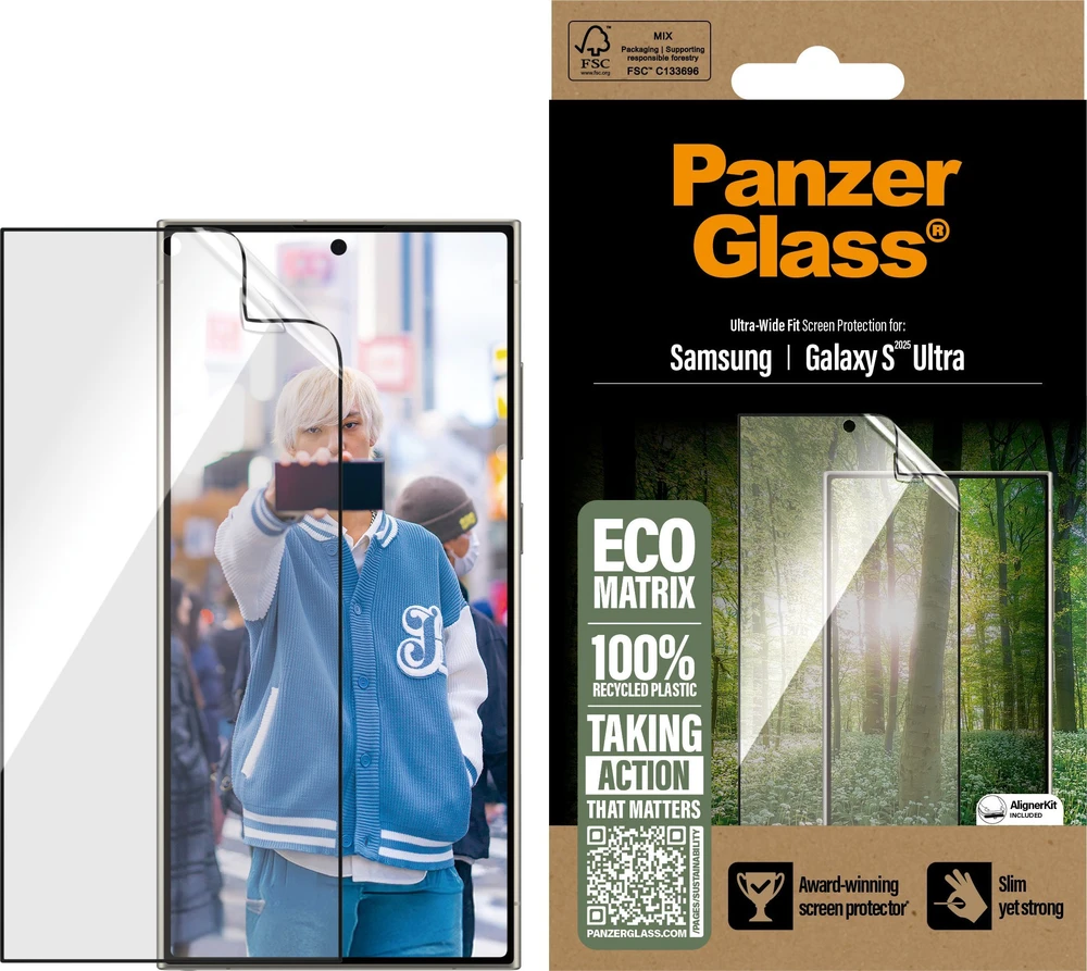 Panzer Glass PanzerGlass Eco Matrix Ultra-Wide Fit grūdintas stiklas, skirtas Samsung Galaxy S25 Ultra