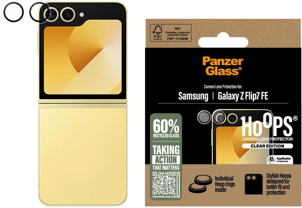 Panzer Glass „PanzerGlass Hoops“ grūdinto stiklo ekrano apsauga, skirta „Samsung Galaxy Z Flip7 FE“