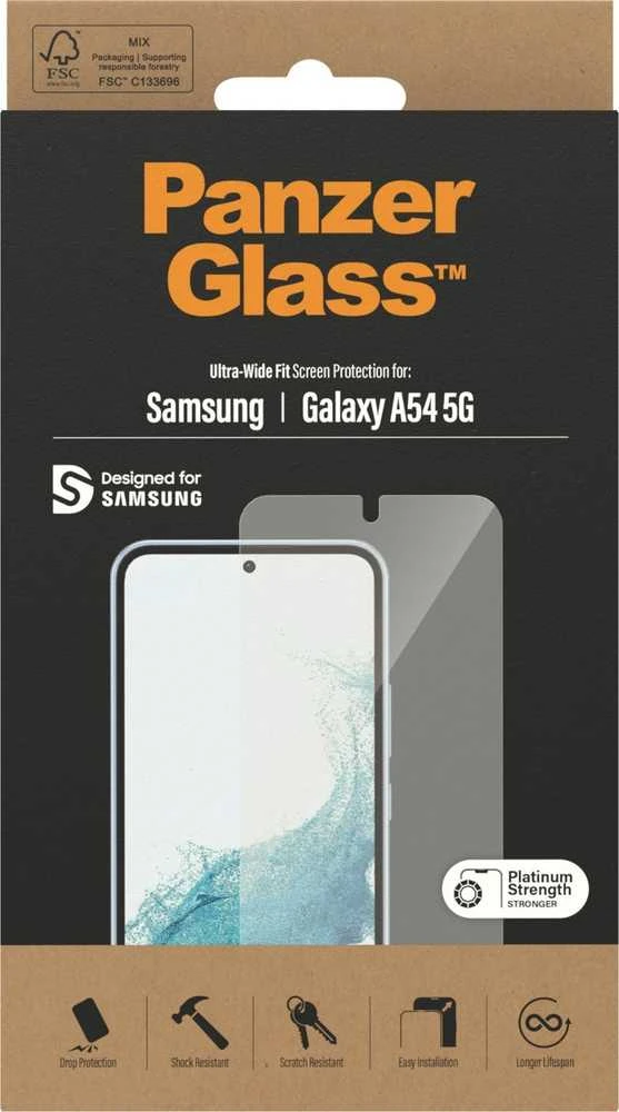 Panzer Glass PREMIUM TEMPERED biometrinio stiklo ekrano apsauga visas dangtelis, skirtas Samsung Galaxy A54 5G UWF