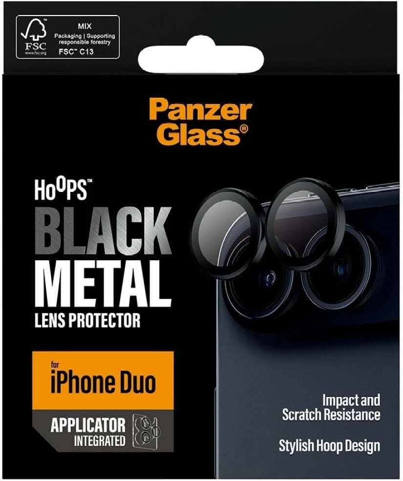 Panzer Glass PanzerGlass Hoops | Camera Lens | Apple | iPhone Duo | Metal/Silicone | Juodas