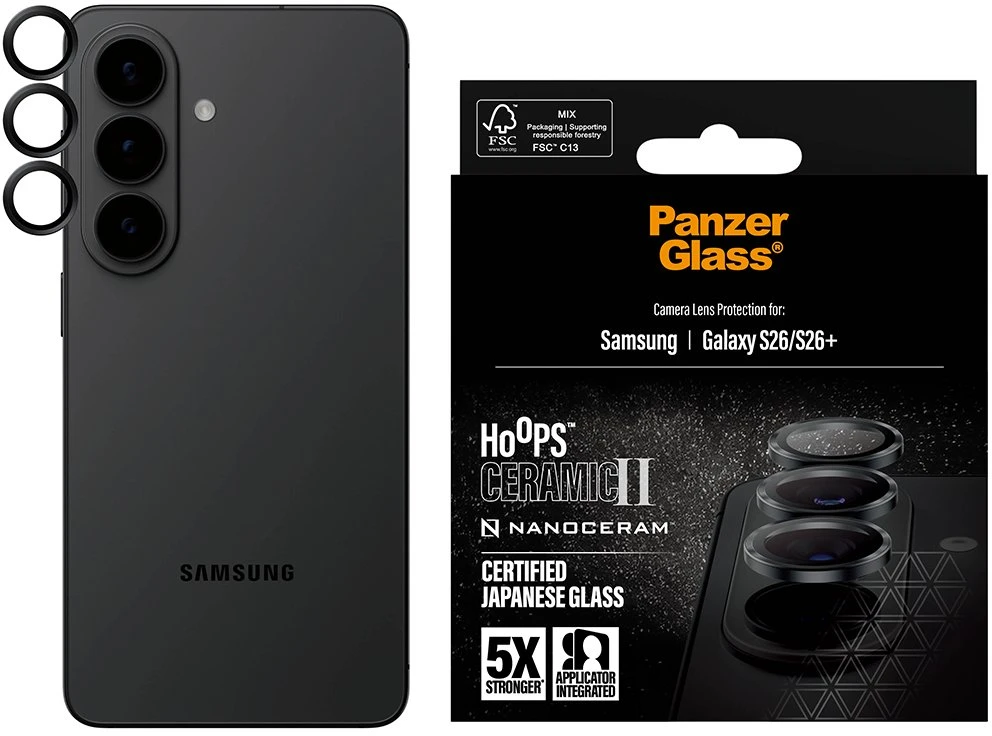 Panzer Glass Grūdintas stiklas objektyvams PanzerGlass Hoops Ceramic II apsauginis objektyvo dangtelis Samsung Galaxy S26 / S26+