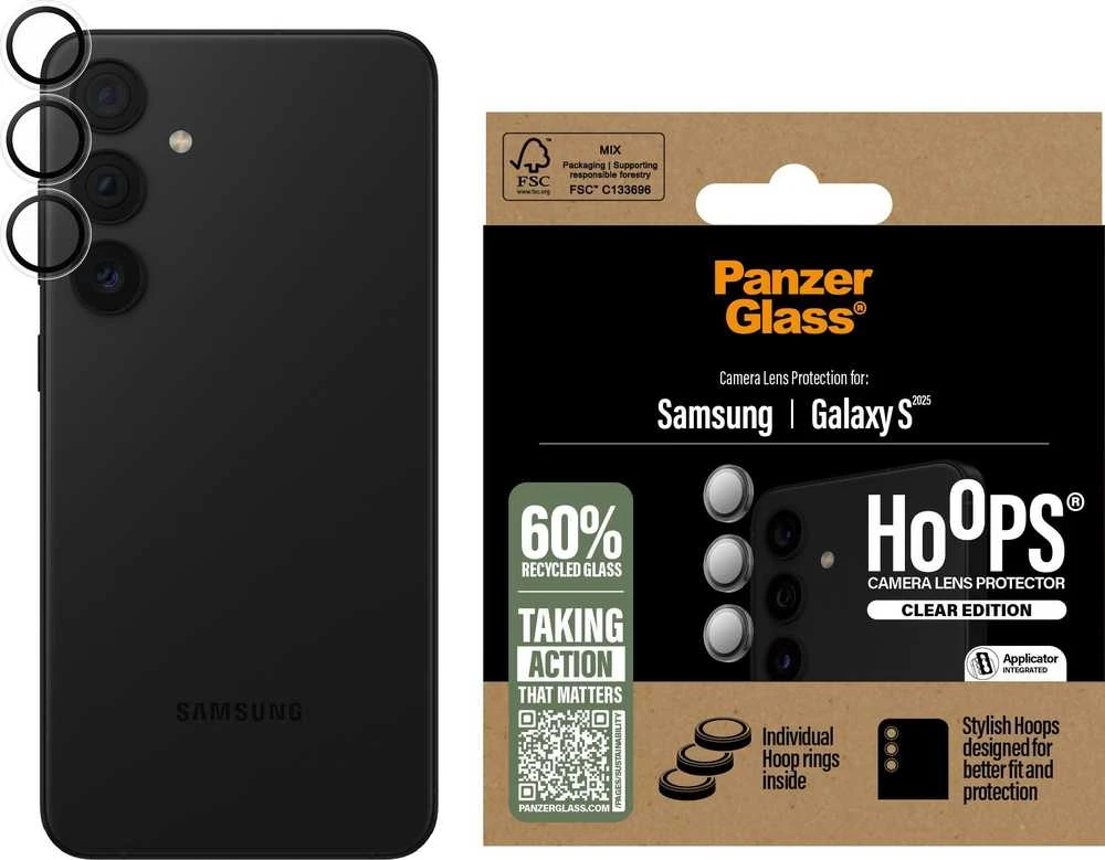 „Panzer Glass PanzerGlass Hoops“ objektyvo apsauga „Samsung Galaxy S25“, permatoma