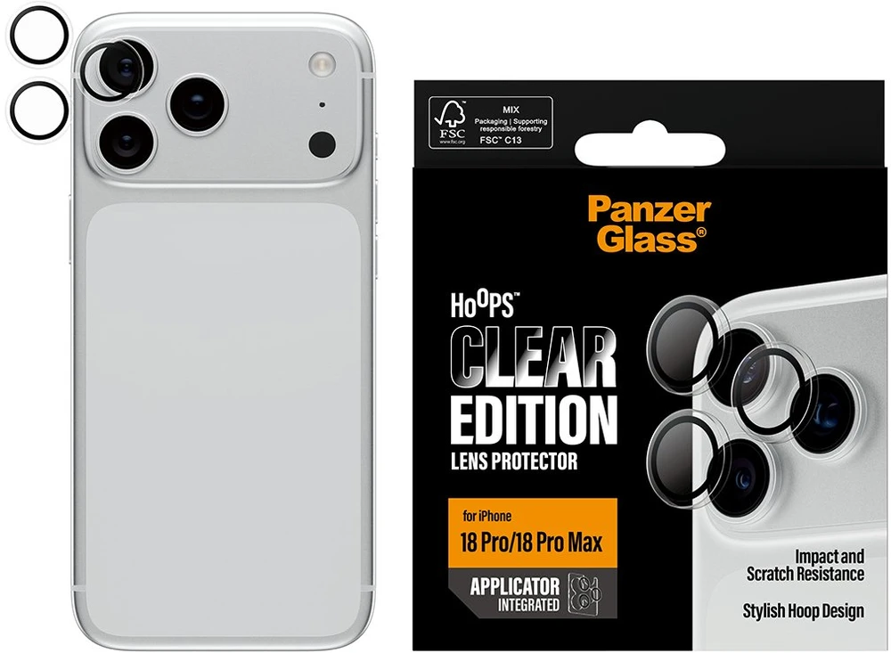 Panzer Glass PanzerGlass Hoops permatomas fotoaparato objektyvų apsauginis dangtelis – objektyvų gaubtai iPhone 18 Pro/18 Pro Max, skaidrus (PG69250)