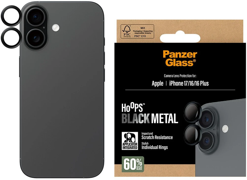 Panzer Glass „PanzerGlass Hoops“ grūdinto stiklo ekrano apsauga, skirta „iPhone 16 / 16 Plus / 17“