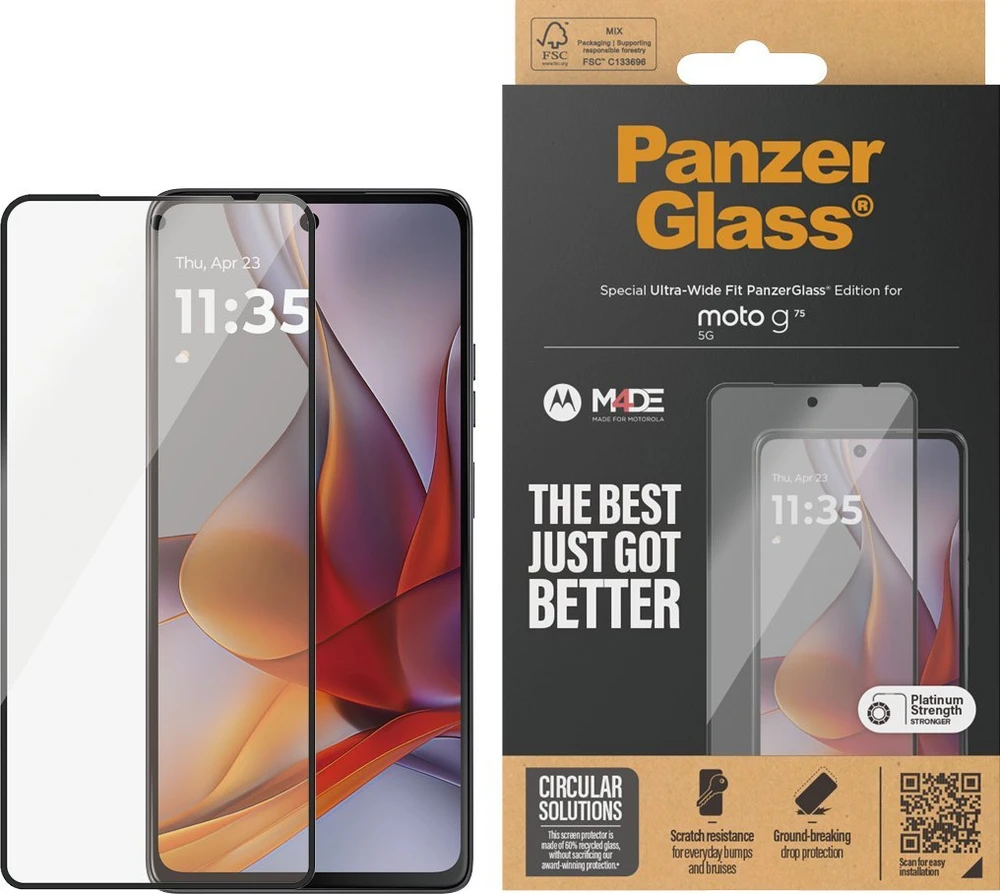 Panzer Glass PanzerGlass Ultra-Wide Fit grūdintas stiklas, skirtas Motorola Moto g75 5G