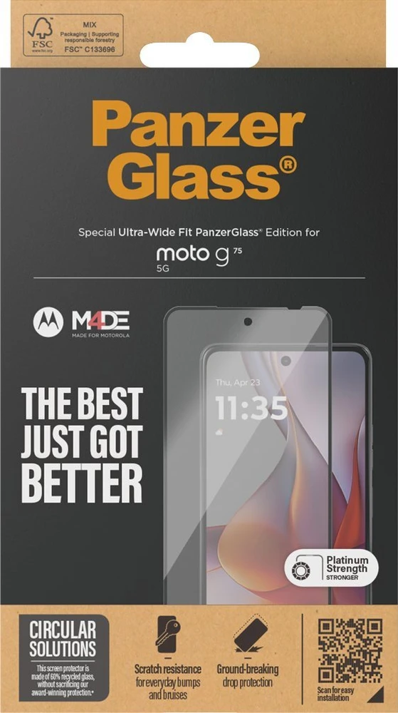 Panzer Glass PanzerGlass Ultra-Wide Fit grūdintas stiklas, skirtas Motorola Moto g75 5G
