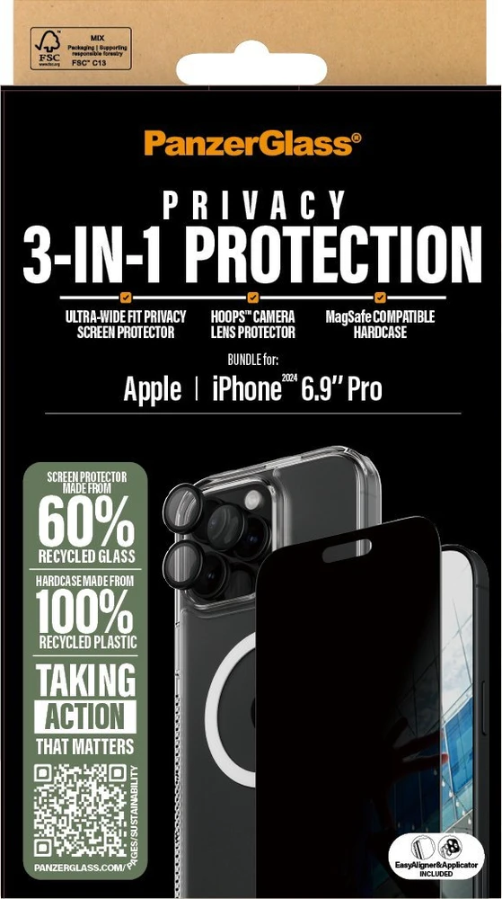 Panzer Glass PANZERGLASS 3-IN-1 PRIVACY - PROTECTION BUNDLE IPHONE 16 6.9I