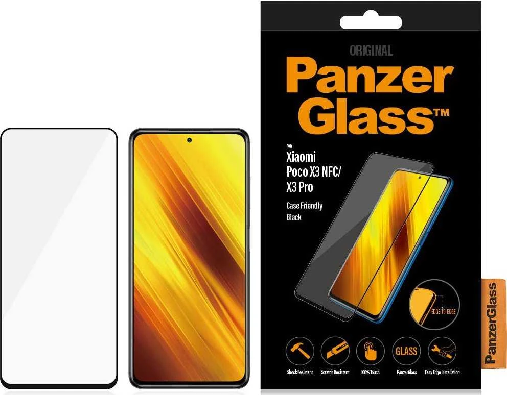 Panzer Glass PanzerGlass E2E Regular Xiaomi Poco X3 NFC/X3 Pro Case Friendly juoda/juodas