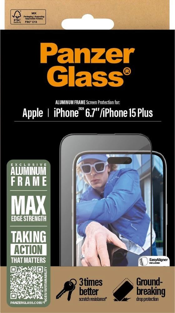 Panzer Glass PanzerGlass ekrano apsauga Aliuminis rėmelis Apple iPhone 16 Plus 6.7" Itin platus pritaikymas 2851