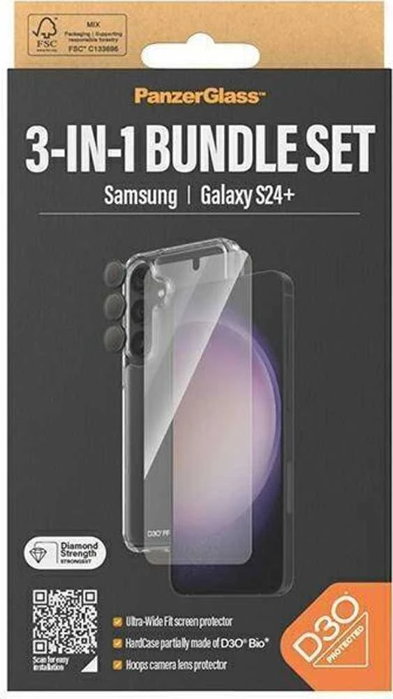 Panzer Glass 3in1 Set Samsung Galaxy S24 Plus PanzerGlass Bundle 3in1 Hardcase + Screen Protector + Camera Lens B1211+7351 dėklas telefonui skaidrus