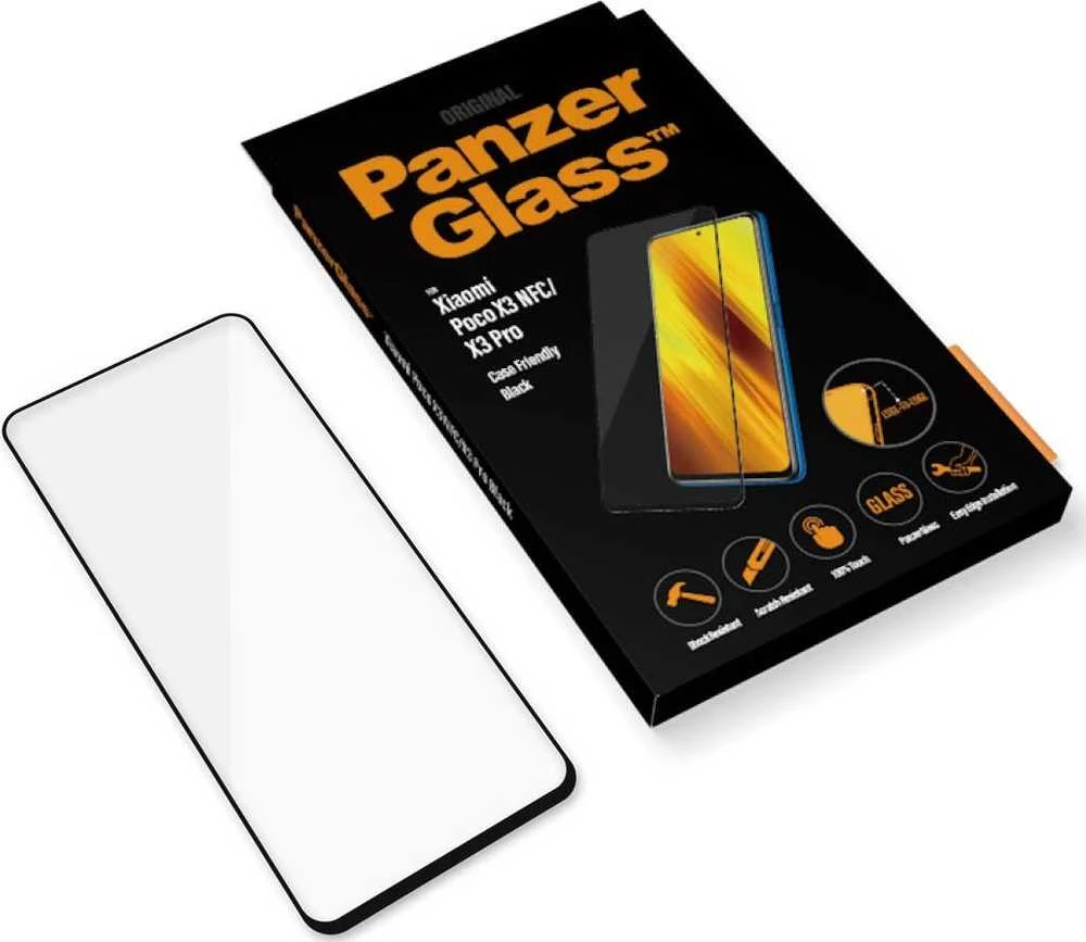 Panzer Glass PanzerGlass E2E Regular Xiaomi Poco X3 NFC/X3 Pro Case Friendly juoda/juodas
