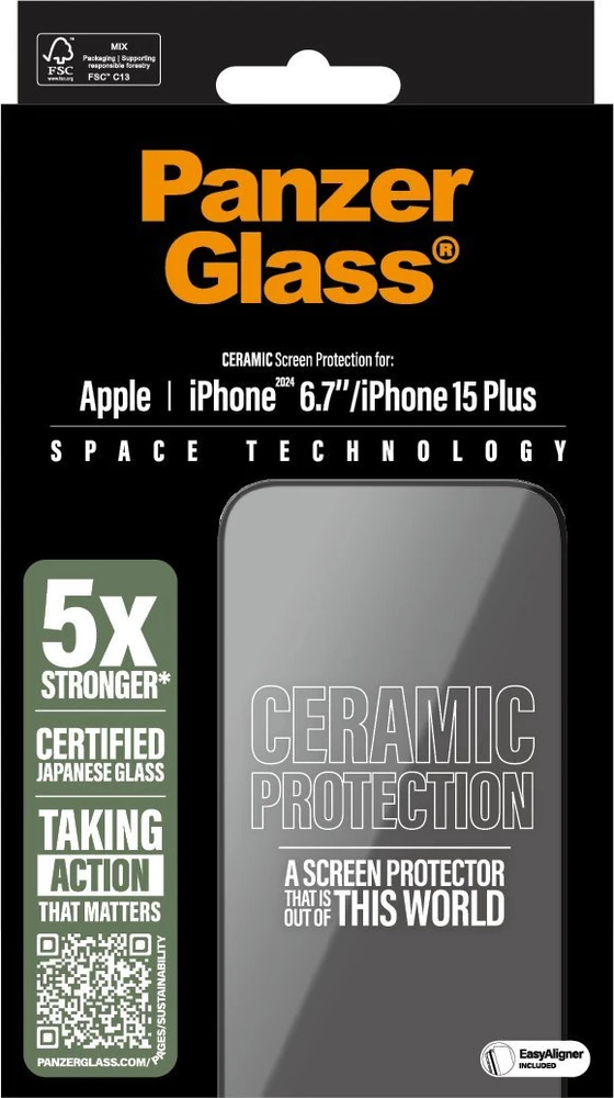 Panzer Glass PanzerGlass Ceramic ekrano apsauga Apple iPhone 16 Plus, Ultra-Wide Fit