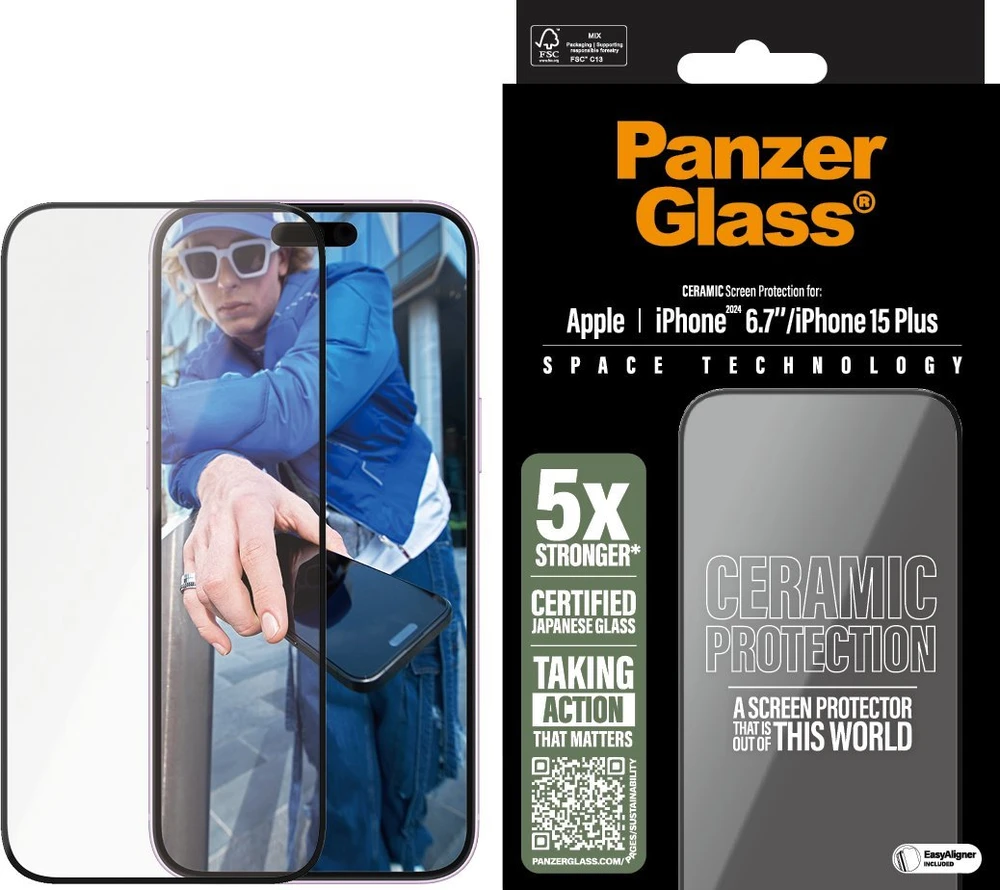 Panzer Glass PanzerGlass Ceramic ekrano apsauga Apple iPhone 16 Plus, Ultra-Wide Fit