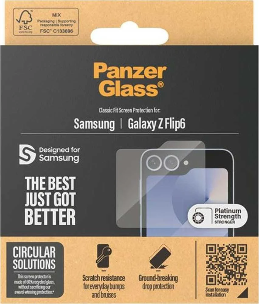 Panzer Glass GRŪDINTAS stiklas ekrano apsaugai, skirtas Samsung Flip6 (tik išoriniam ekranui)