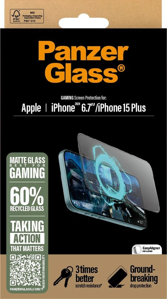 Panzer Glass PanzerGlass žaidimų ekrano apsauga Apple iPhone 16 Plus 6.7" Itin platus pritaikymas 2859