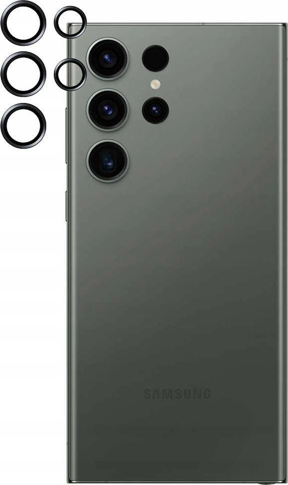 Panzer Glass Apsauginis stiklas 5D Samsung Galaxy S24 Ultra PanzerGlass Hoops kameros apsauga Hoop Optic Rings 1209 juodos spalvos
