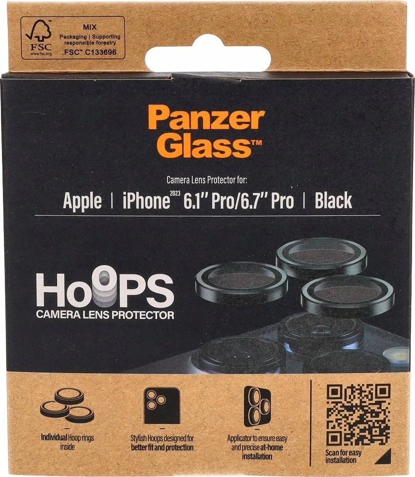 Panzer Glass PanzerGlass™ lankeliai fotoaparato objektyvo apsauga iPhone 15 Pro | 15 Pro Max | Juodas Metalas