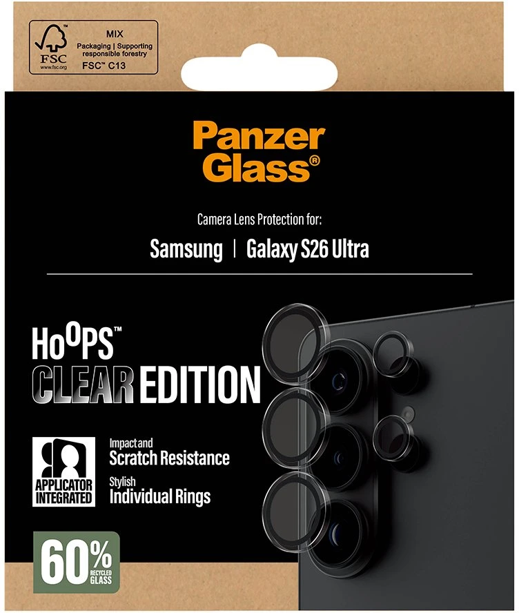 „Panzer Glass Panzer“ „Glass Panzer“ „Glass Hoops“ objektyvo apsauga „Samsung Galaxy S26 Ultra“ permatomoms