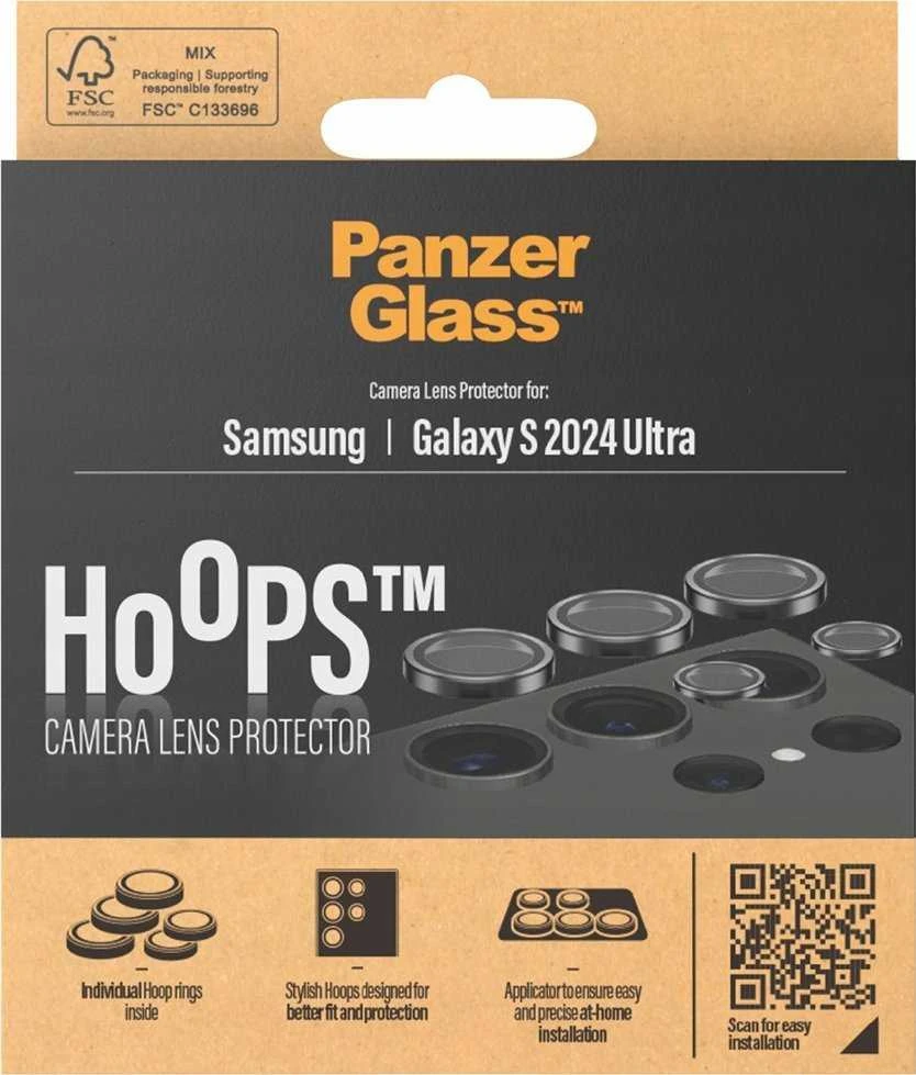 Panzer Glass Apsauginis stiklas 5D Samsung Galaxy S24 Ultra PanzerGlass Hoops kameros apsauga Hoop Optic Rings 1209 juodos spalvos