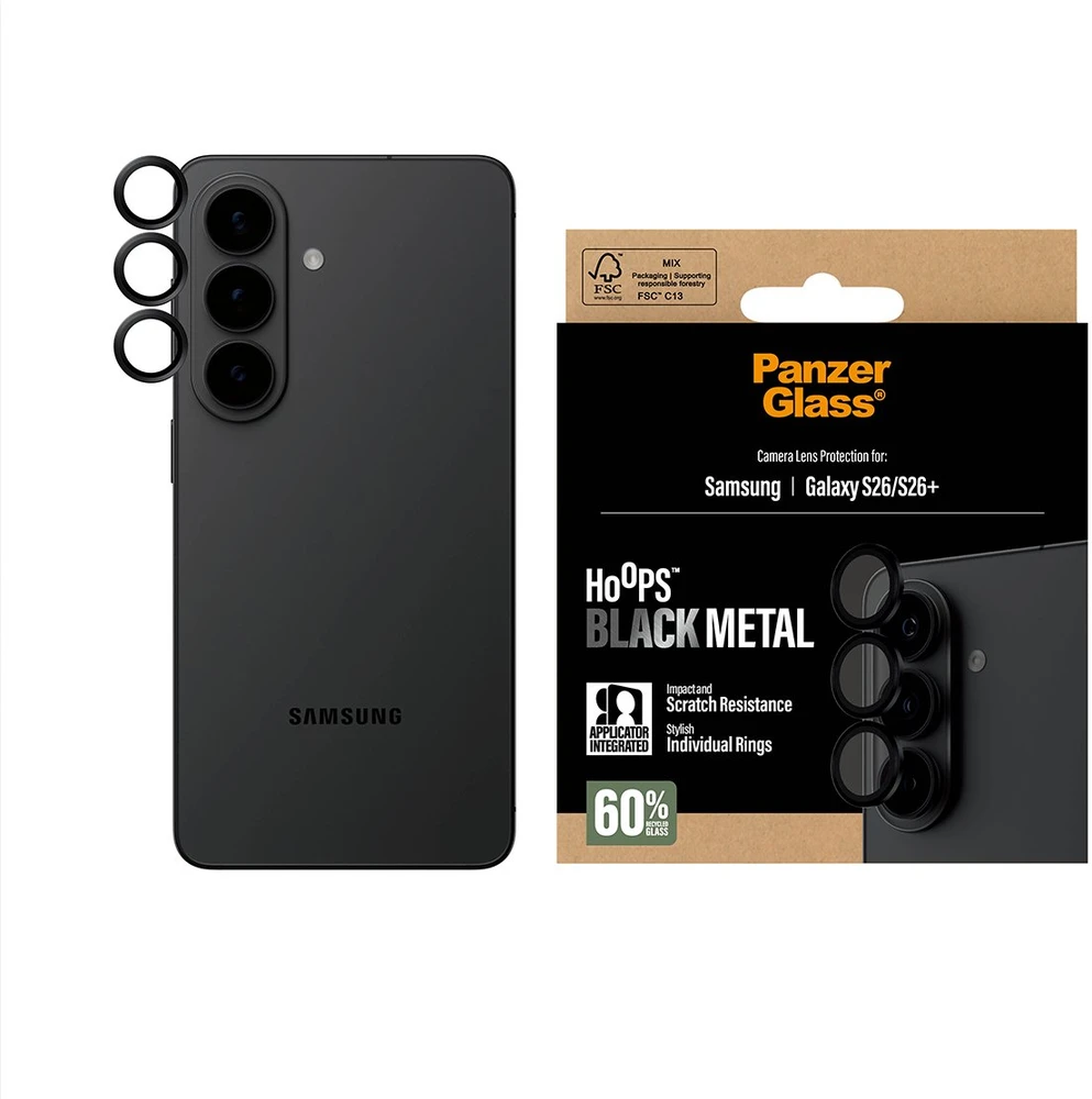 Panzer Glass PanzerGlass PanzerGlass Hoops Camera Lens Protector Juodas Samsung Galaxy S26 | S26+ Przezroczysta ochrona ekranu 1 vnt.