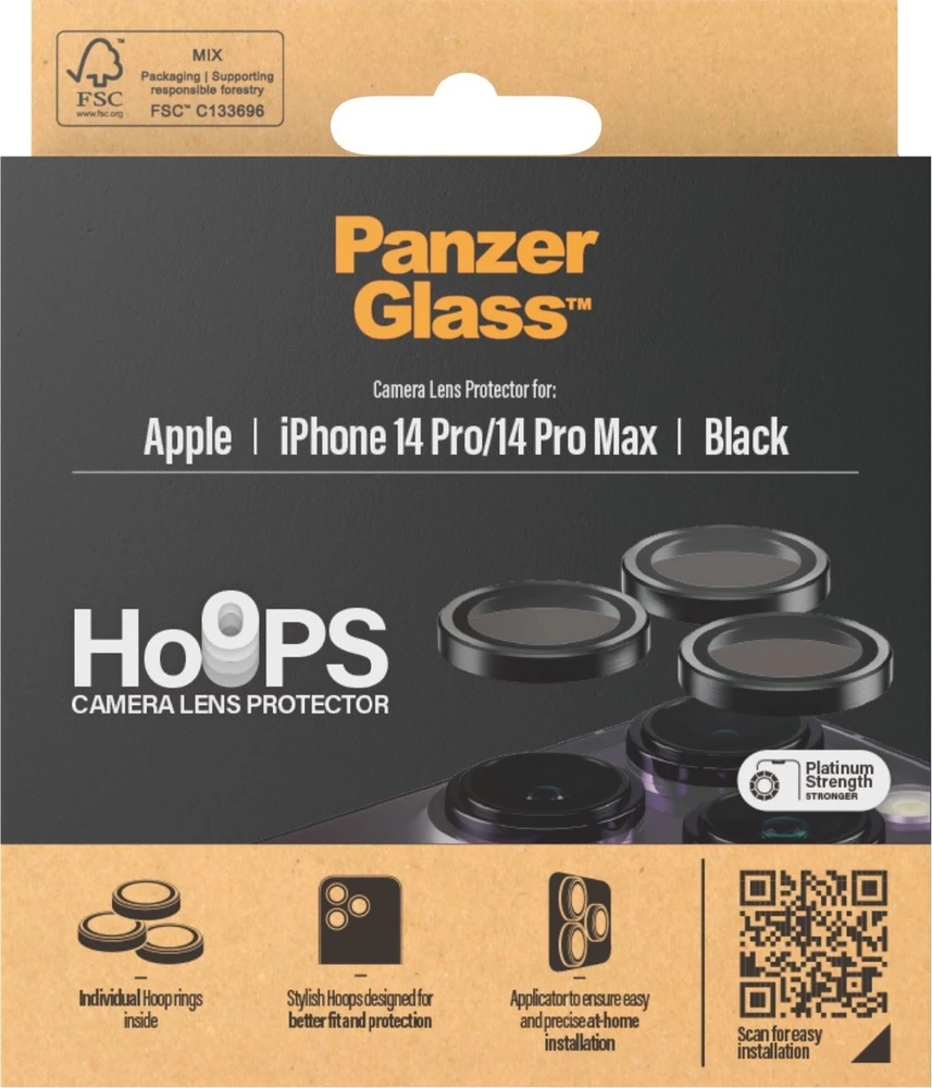 Panzer Glass „PanzerGlass“ – „Hoops“ kameros objektyvo apsauga „iPhone 14 Pro/14 Pro Max“ – juoda