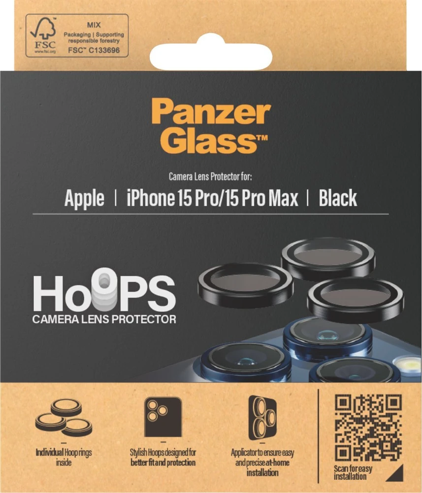 Panzer Glass PanzerGlass™ lankeliai fotoaparato objektyvo apsauga iPhone 15 Pro | 15 Pro Max | Juodas Metalas