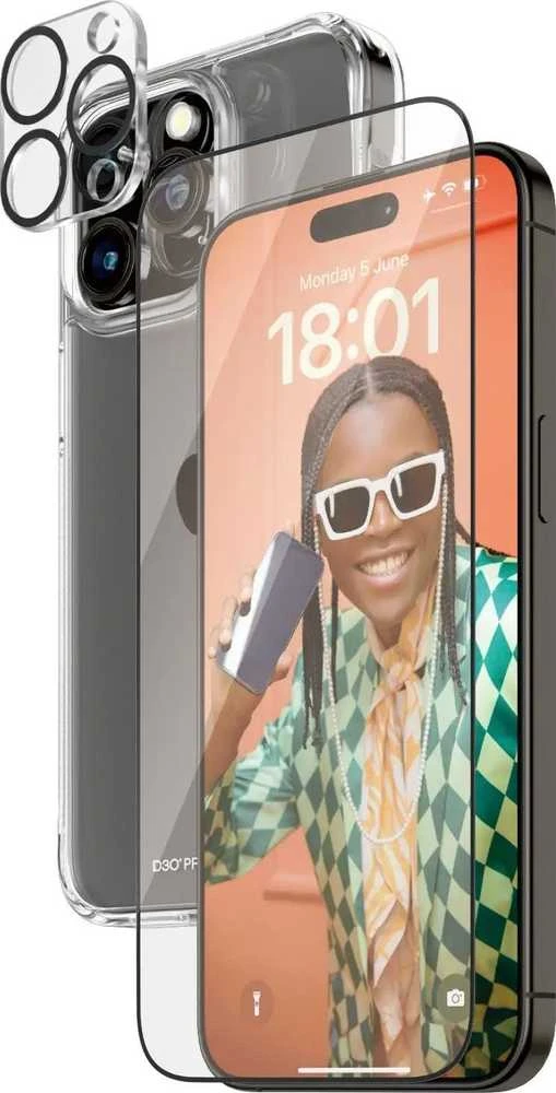 Panzer Glass PanzerGlass Bundle 3in1 set dėklas telefonui skaidrus + plėvelė + kameros apsauga Apple iPhone 15 Pro Max