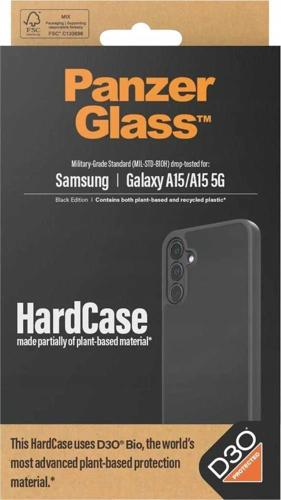 Panzer Glass PanzerGlass HardD3O® Bio and Military Grade Certification Samsung Galaxy A15 / A15 5G - dėklas telefonui skaidrus and dėklas telefonui juodos spalvos