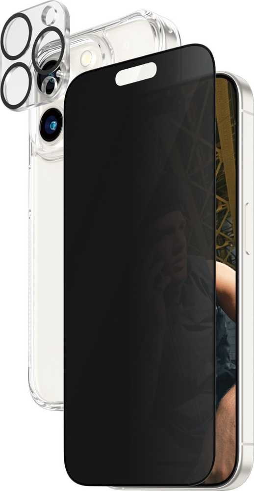 Panzer Glass PanzerGlass Privacy Bundle 3in1 dėklas telefonui skaidrus Case + Privacy Glass + Camera Protector Apple iPhone 15 Pro
