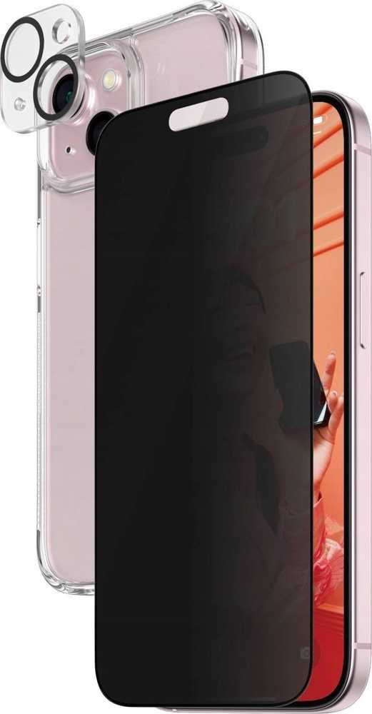 Panzer Glass PanzerGlass Privacy Bundle 3in1 dėklas telefonui skaidrus + privacy glass + kameros apsauga Apple iPhone 15