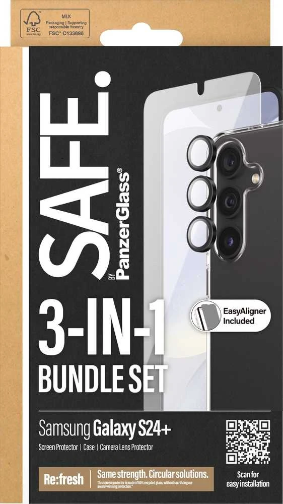 Panzer Glass SAFE by PanzerGlass rinkinys dėklas + apsauginė plėvelė + kameros apsauga Samsung Galaxy S24 Plus