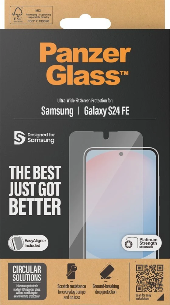 Panzer Glass PREMIUM TEMPERATO stiklo ekrano apsauga, pilnas dangtelis, skirtas Samsung Galaxy S24 FE, UWF