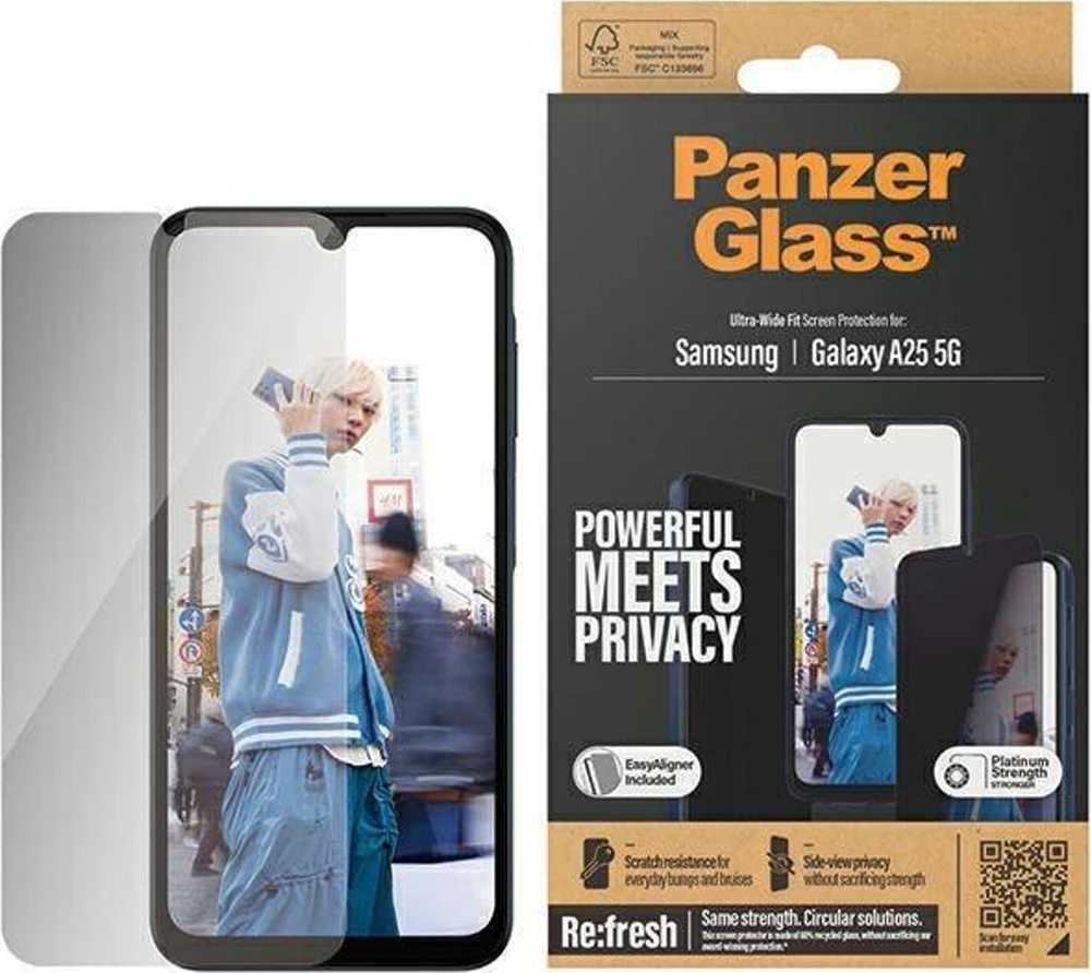 „Panzer Glass Apsauginis stiklas“ telefonas „Samsung Galaxy A25 5G PanzerGlass Ultra-Wide Fit“ ekrano apsauga, „Easy Aligner“ (P7335)