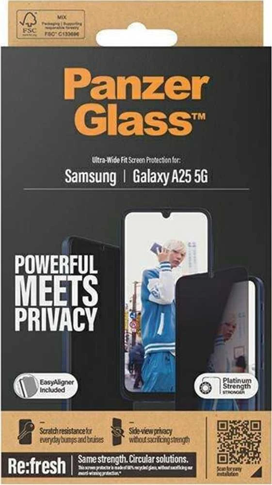 „Panzer Glass Apsauginis stiklas“ telefonas „Samsung Galaxy A25 5G PanzerGlass Ultra-Wide Fit“ ekrano apsauga, „Easy Aligner“ (P7335)