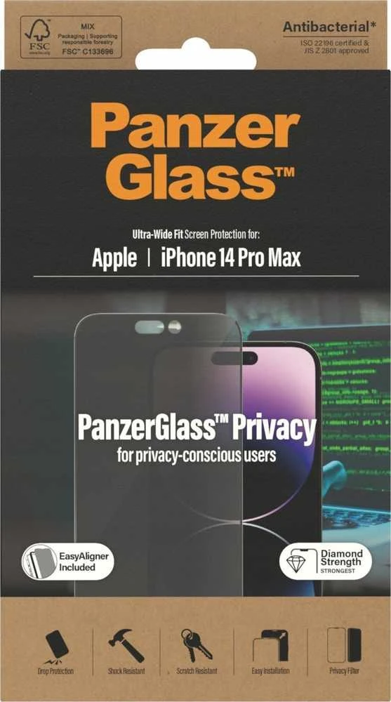 Panzer Glass PanzerGlass™ Privatumo ekrano apsauga Apple iPhone 14 Pro Max | Itin platus pritaikymas w. EasyAligner