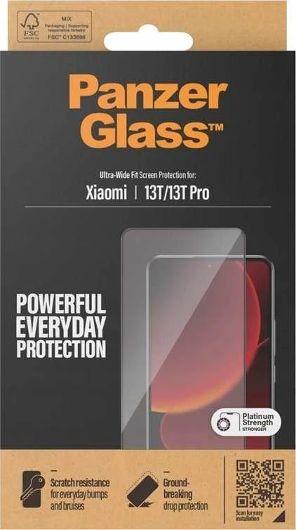Panzer Glass PanzerGlass Ultra-Wide Fit Xiaomi 13T / 13T Pro Ekrano apsauga Antibakterinė juodos spalvos 8069