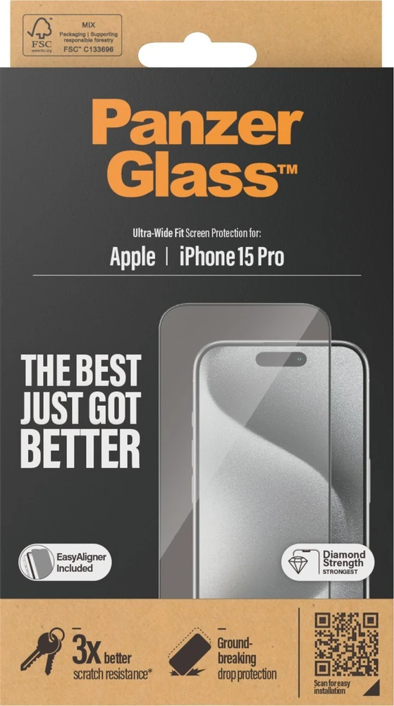 Panzer Glass PanzerGlass | Ekrano apsauga | Apple | iPhone 15 Pro | Stiklas | Išvalyti | Lengvas montavimas; Atsparus pirštų atspaudams; Apsaugo nuo pageltimo | Itin platus pritaikymas