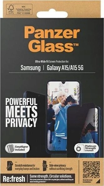 Panzer Glass PanzerGlass Ultra-Wide Fit Privacy Apsauginis stiklas with Positioner Samsung Galaxy A15 / A15 5G
