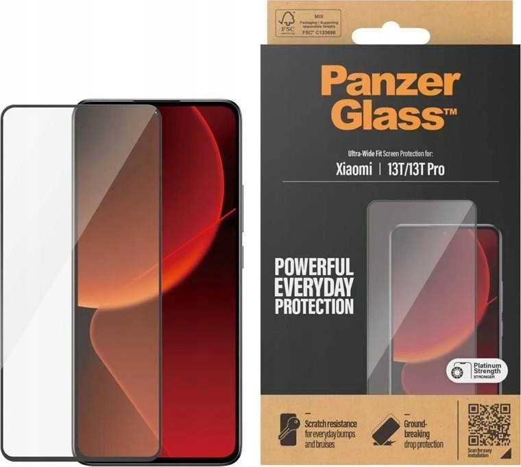 Panzer Glass PanzerGlass Ultra-Wide Fit Xiaomi 13T / 13T Pro Ekrano apsauga Antibakterinė juodos spalvos 8069