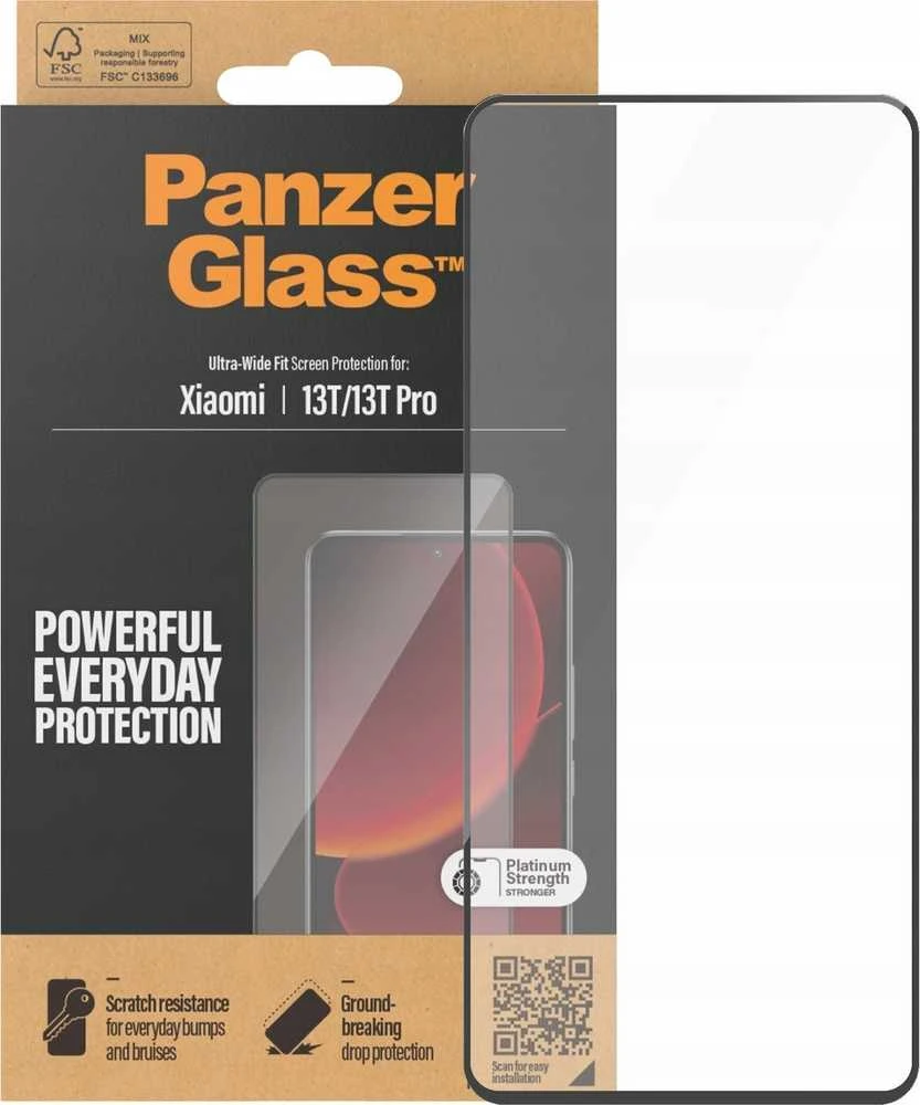 Panzer Glass PanzerGlass Ultra-Wide Fit Xiaomi 13T / 13T Pro Ekrano apsauga Antibakterinė juodos spalvos 8069