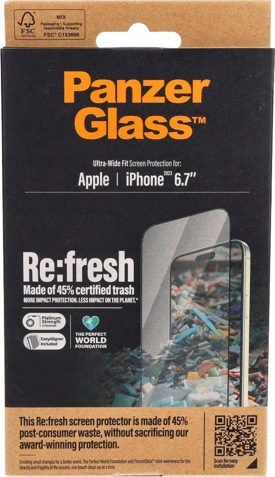 Panzer Glass PanzerGlass Re: Fresh Glass Apple iPhone 15 Plus su padėties nustatymo įtaisu