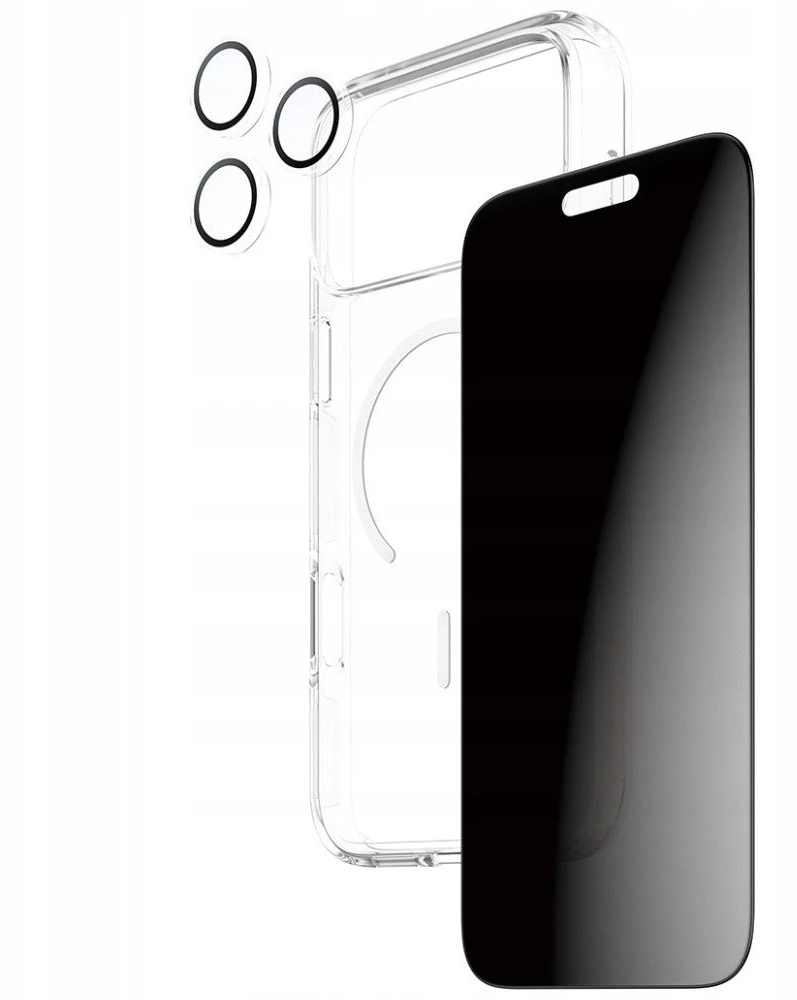 „Panzer Glass CARE by PanzerGlass Flagship Privacy 3in1“ dėklas + privatumo stiklas + lęšis, skirtas „iPhone 17 Pro Max“.