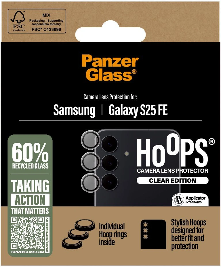 Panzer Glass Grūdintas stiklas na objektyvas PanzerGlass Hoops Lens Protector do Samsung Galaxy S25 FE permatomas