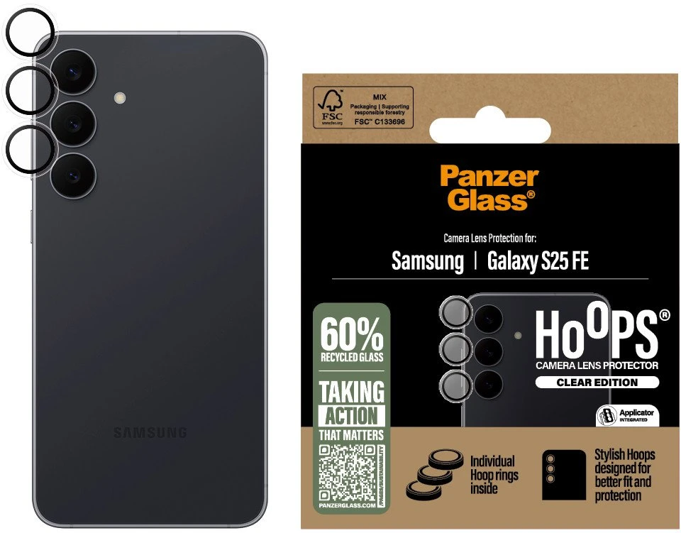 Panzer Glass Grūdintas stiklas na objektyvas PanzerGlass Hoops Lens Protector do Samsung Galaxy S25 FE permatomas