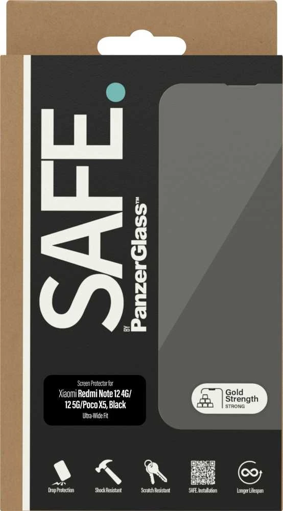Panzer Glass SAFE by PanzerGlass ekrano apsauga Xiaomi Redmi Note 12 5G | 12 4G | Poco X5 | Itin platus pritaikymas | PanzerGlass