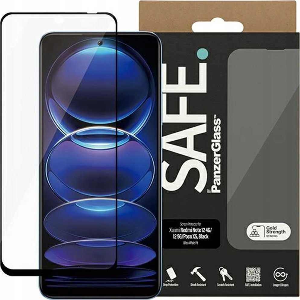 Panzer Glass SAFE by PanzerGlass ekrano apsauga Xiaomi Redmi Note 12 5G | 12 4G | Poco X5 | Itin platus pritaikymas | PanzerGlass