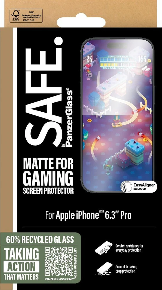 Panzer Glass SAFE iš PanzerGlass Apple iPhone 16 Pro 6.3" Žaidimų ekrano apsauga, ypač plati, tinka SAFE95887
