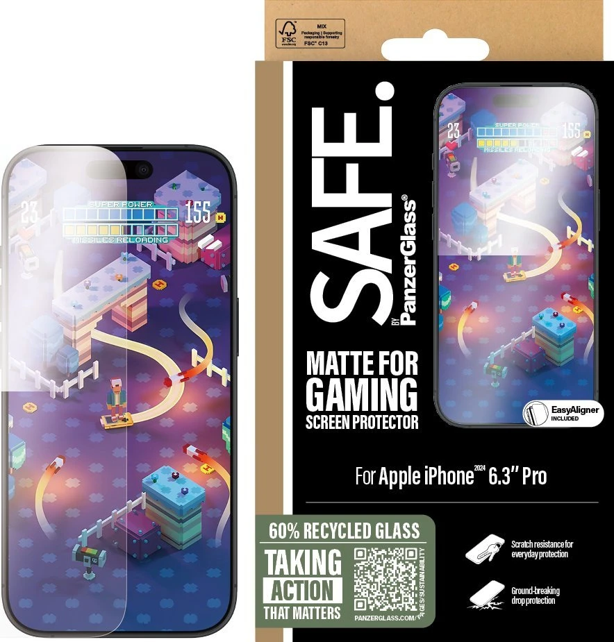 Panzer Glass SAFE iš PanzerGlass Apple iPhone 16 Pro 6.3" Žaidimų ekrano apsauga, ypač plati, tinka SAFE95887